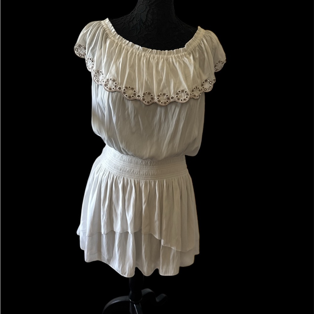 Ramy Brook Cream Ruffled Midi Dress